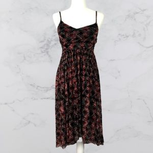 Free People Black/Red Floral Diamond Dress